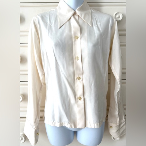 Dior Tops - Vtg silk Christian Dior for Saks Fifth Avenue-Vintage Cream Women's Blouse-